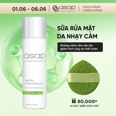Sữa rửa mặt Asap Gentle Cleansing Gel da nhạy cảm – Làm dịu, giảm 18% còn 1.550.000₫