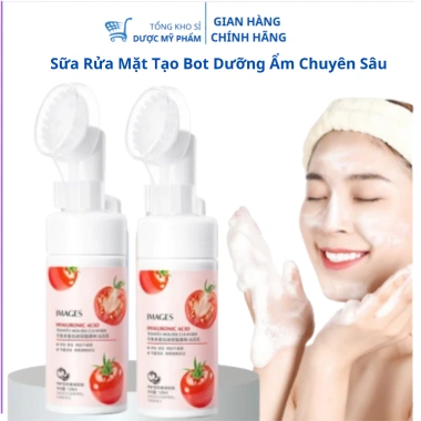Sữa rửa mặt cao cấp tạo bọt dâu tây đầu cọ 120g - làm sạch, ngừa mụn đầu đen, trắng sáng, dưỡng ẩm chỉ 39.000 VND
