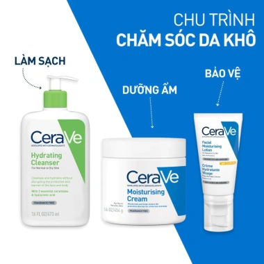 Sữa rửa mặt Cerave Cleanser 473ml - Dưỡng ẩm cho da thường và khô, 448.000đ