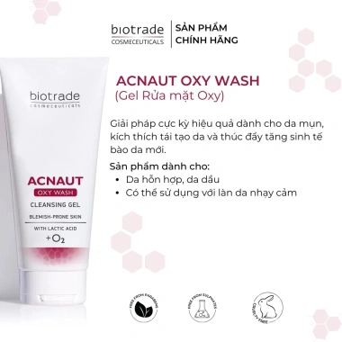 Sữa Rửa Mặt Gel Biotrade Acnaut Oxy Wash - Làm sạch sâu, se khít lỗ chân lông, giảm mụn, giá chỉ 162.000₫ 2
