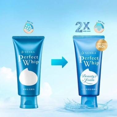 Sữa rửa mặt Senka Perfect Whip 100g-120g, làm sạch sâu, dưỡng ẩm, không gây khô, giảm giá 88k