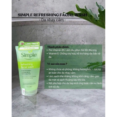 Sữa Rửa Mặt Simple 150ml 3 màu cho mọi loại da - giảm giá chỉ 92.000 đồng 9