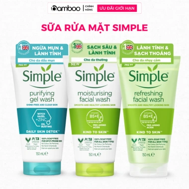 Sữa rửa mặt Simple làm sạch dịu nhẹ, da sáng mịn, cấp ẩm, phù hợp mọi loại da - Giá 119.000 VND