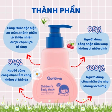 Sữa tắm trẻ em Borome công thức dịu nhẹ an toàn, 250ml - Giá ưu đãi 149.000 VNĐ 3 Sữa tắm trẻ em Borome công thức dịu nhẹ an toàn, 250ml - Giá ưu đãi 149.000 VNĐ 3