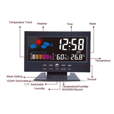 SUBOGDG Đồng Hồ Thời Tiết, Bàn Báo Thức Cảm Ứng Âm Thanh Bàn Làm Việc - 60.000 4 SUBOGDG Đồng Hồ Thời Tiết, Bàn Báo Thức Cảm Ứng Âm Thanh Bàn Làm Việc - 60.000 4