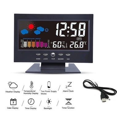 SUBOGDG Đồng Hồ Thời Tiết, Bàn Báo Thức Cảm Ứng Âm Thanh Bàn Làm Việc - 60.000