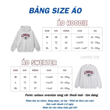 Sweater Nỉ Bông Dày Dặn In Tên Riêng, Biệt Danh - Áo Cặp, Áo Nhóm, Đồng Phục Lễ Tết 216k