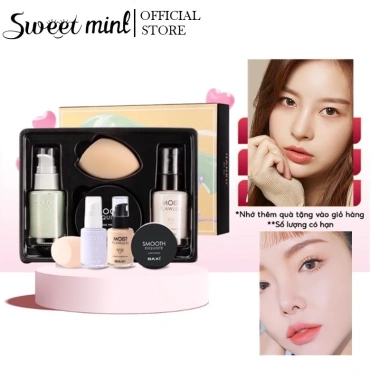 Sweet mint Bộ 4in1: Kem lót kiềm dầu + nền + phủ + mút xốp - Da mịn, 108.000 VND
