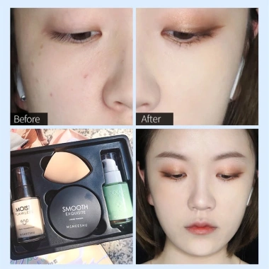 Sweet mint Bộ 4in1: Kem lót kiềm dầu + nền + phủ + mút xốp - Da mịn, 108.000 VND