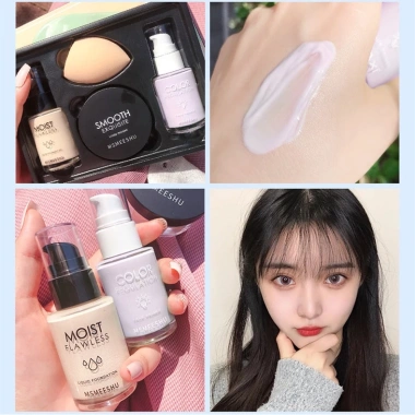 Sweet mint Bộ 4in1: Kem lót kiềm dầu + nền + phủ + mút xốp - Da mịn, 108.000 VND