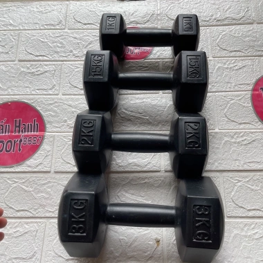 Tạ Tay Lục Giác Nhựa Đúc TUẤN HẠNH SPORT - Chống Trượt, Lõi Xi Măng Bền Chắc, Size 1-10kg Giá 60k 5