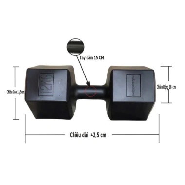 Tạ Tay Lục Giác Nhựa Đúc TUẤN HẠNH SPORT - Chống Trượt, Lõi Xi Măng Bền Chắc, Size 1-10kg Giá 60k 8