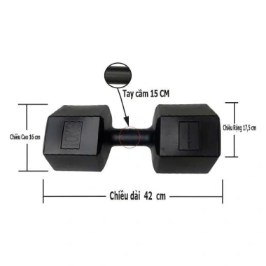 Tạ Tay Lục Giác Nhựa Đúc TUẤN HẠNH SPORT - Chống Trượt, Lõi Xi Măng Bền Chắc, Size 1-10kg Giá 60k 9