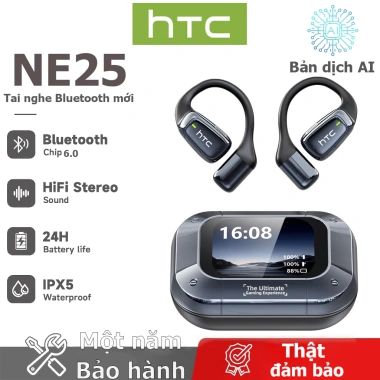 Tai nghe AI HTC NE25 - Dịch thuật thời gian thực, Bluetooth, không dây, bảo hành 1 năm