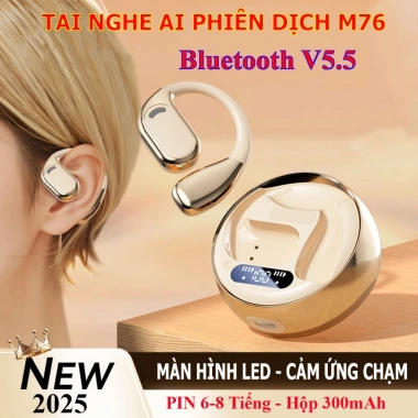 Tai Nghe AI M76 2.025 Bluetooth 5.5 Dịch Đa Ngôn Ngữ, HiFi, Không Đau Tai - 296k