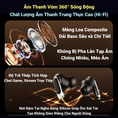 Tai nghe Bluetooth 5.4 V8 không dây, cảm ứng LCD, ANC, âm thanh cực đã - 139k 2