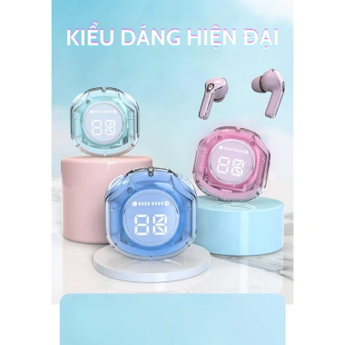 Tai nghe Bluetooth B45 nhét tai trong suốt, LED, bass mạnh, Mic, tặng Ốp và Dây, chỉ 99.000₫ 2