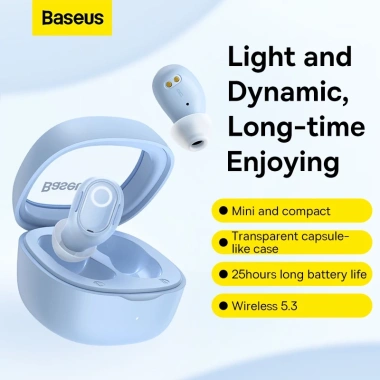 Tai Nghe Bluetooth Baseus WM02 Chính Hãng - Nhỏ Gọn, Bluetooth 5.3, Pin 25H, Mic Rõ, App Điều Khiển - 350.000