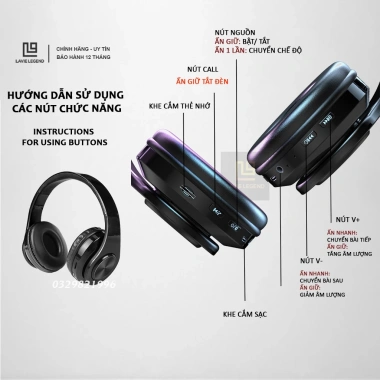 Tai Nghe Bluetooth Chụp Tai Gaming Không Dây Mic Hifi Bass Mạnh Mẽ Giá 142k