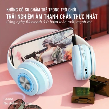 Tai Nghe Bluetooth Chụp Tai Gaming Không Dây Mic Hifi Bass Mạnh Mẽ Giá 142k