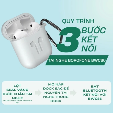 Tai nghe Bluetooth không dây BOROFONE BWC86 - Nghe gọi 6h liên tục, giá chỉ 200k