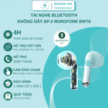 Tai nghe Bluetooth không dây BOROFONE BWC86 - Nghe gọi 6h liên tục, giá chỉ 200k
