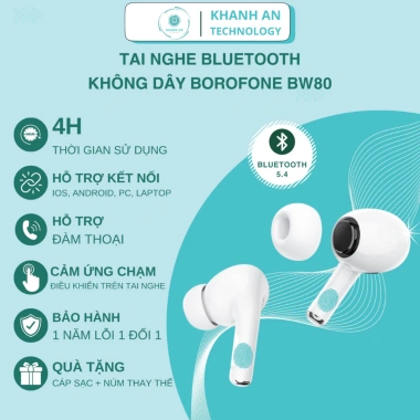 Tai nghe Bluetooth không dây BOROFONE BWC86 - Nghe gọi 6h liên tục, giá chỉ 200k