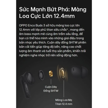 Tai nghe Bluetooth không dây OPPO Enco Buds 3 Pro 54h dùng, kháng nước, giá 1.000.000₫