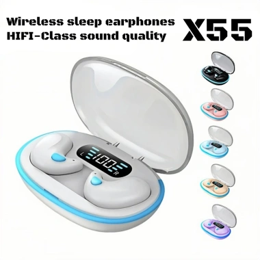 Tai nghe Bluetooth không dây X55 siêu mỏng nhẹ, âm thanh trung thực, pin thông minh, micrô trong suốt - Giá 69.999 VND