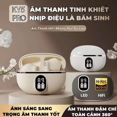 Tai Nghe Bluetooth KY5 PRO M10 Trong Suốt – Màn Số, Giảm Ồn, Mic, Giá 20.000đ