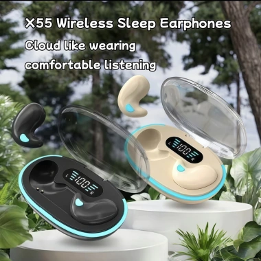 Tai nghe Bluetooth ngủ không dây X55 - LED, mic tích hợp, gọi điện, nút điều khiển, giá 61.999 VND