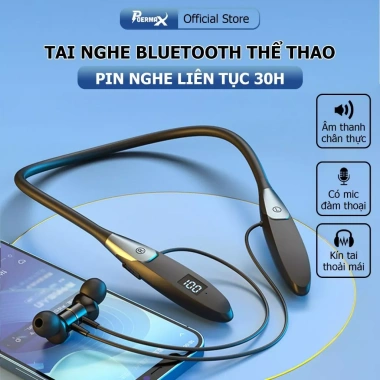 Tai nghe Bluetooth Poermax BT116 quàng cổ không dây, micro chống ồn, âm thanh chân thực, pin 30h, giảm giá 269k