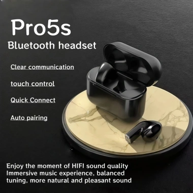 Tai nghe Bluetooth Pro5s Gọi, cảm ứng vân tay, tai kép, hỗ trợ thiết bị, 69.999₫