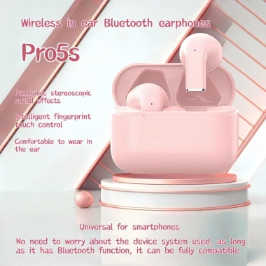 Tai nghe Bluetooth Pro5s không dây, âm thanh nổi, cảm ứng, micrô trong suốt - 61.999đ