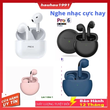 Tai Nghe Bluetooth Pro6 Không Dây Android iOS, Nghe Nhạc, Bảo Hành 12 Tháng, Giá 52.000₫