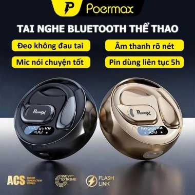 Tai nghe Bluetooth thể thao không dây Poermax M76, âm thanh truyền qua xương, pin trâu, giảm giá 295k Tai nghe Bluetooth thể thao không dây Poermax M76, âm thanh truyền qua xương, pin trâu, giảm giá 295k