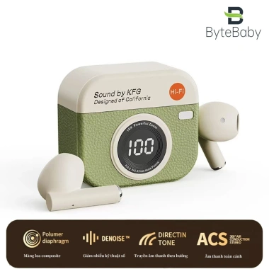 Tai nghe Bluetooth TWS 5.4 ENC - Hiển thị pin, phong cách máy ảnh, nhỏ gọn