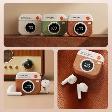 Tai nghe Bluetooth TWS 5.4 ENC - Hiển thị pin, phong cách máy ảnh, nhỏ gọn 5