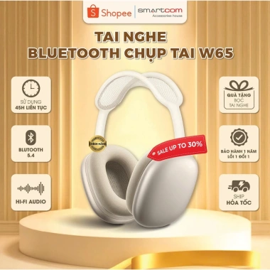 Tai nghe Bluetooth W65 Hoco chụp tai 45h pin, ANC, không dây/cắm dây, tặng bọc da - 535k