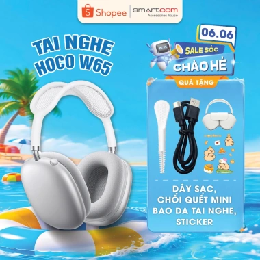 Tai nghe Bluetooth W65 Hoco chụp tai 45h pin, ANC, không dây/cắm dây, tặng bọc da - 535k 2 Tai nghe Bluetooth W65 Hoco chụp tai 45h pin, ANC, không dây/cắm dây, tặng bọc da - 535k 2