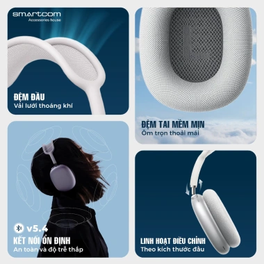 Tai nghe Bluetooth W65 Hoco chụp tai 45h pin, ANC, không dây/cắm dây, tặng bọc da - 535k