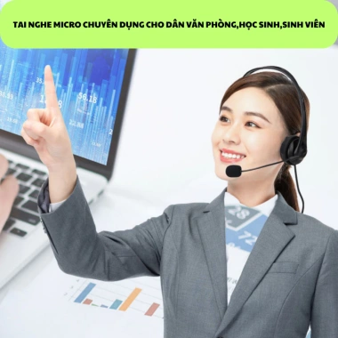 Tai Nghe Chụp Tai Có Dây Với Micro Đàm Thoại, Phù Hợp Laptop PC Điện Thoại - Giá 166.000 VND