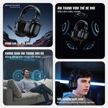 Tai nghe chụp tai Gaming Hoco W113 - mic đàm thoại, bảo hành 12 tháng, giá chỉ 329.000 VND 2