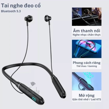 Tai nghe đeo cổ không dây Bluetooth 5.3 - Mic, thẻ nhớ, pin lâu, phù hợp iPhone & Android, chạy bộ, nhét tai iCast 2 Tai nghe đeo cổ không dây Bluetooth 5.3 - Mic, thẻ nhớ, pin lâu, phù hợp iPhone & Android, chạy bộ, nhét tai iCast 2