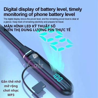 Tai nghe đeo cổ không dây Bluetooth 5.3 - Mic, thẻ nhớ, pin lâu, phù hợp iPhone & Android, chạy bộ, nhét tai iCast