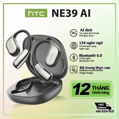 Tai nghe dịch thuật HTC NE39 AI Bluetooth 6.0 TWS, chống mồ hôi, giảm tiếng ồn, micrô, giá chỉ 254.000đ