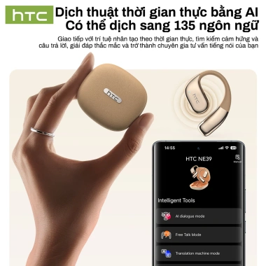 Tai nghe dịch thuật HTC NE39 AI Bluetooth 6.0 TWS, chống mồ hôi, giảm tiếng ồn, micrô, giá chỉ 254.000đ 2