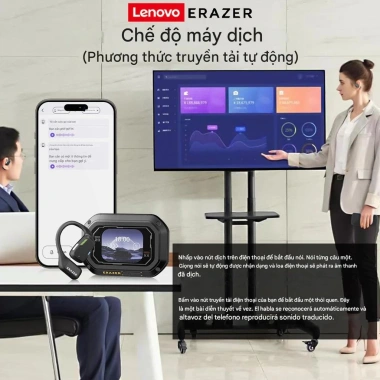 Tai nghe dịch thuật Lenovo ERAZER XP6 AI không dây Bluetooth 5.4 LED, IPX7, âm thanh HIFI, giảm giá 425k