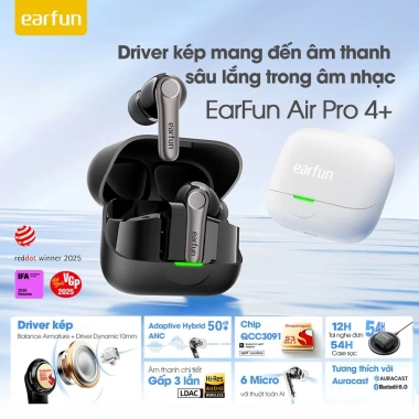 Tai nghe Earfun Air Pro 4+ Bluetooth ANC 50dB, loa kép, aptX/LDAC, pin 54h – 2.49 triệu 3