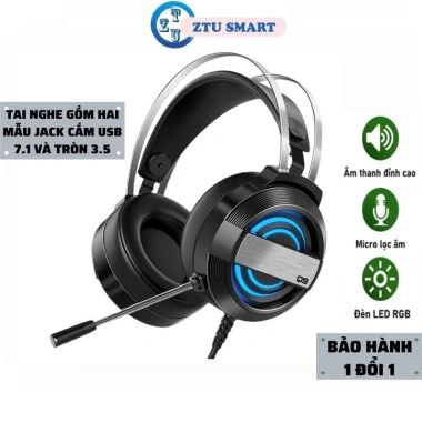 Tai nghe gaming Ztu Smart MC Q9 có dây - Âm thanh vòm 3D, mic lọc âm, chống ồn, đèn RGB, giá chỉ 179k